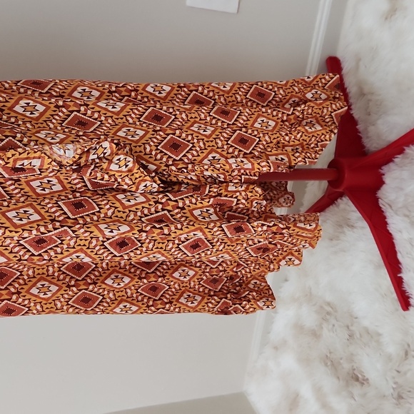 LAST QUEEN paris long sleeve dress abstract browns - Picture 7 of 15